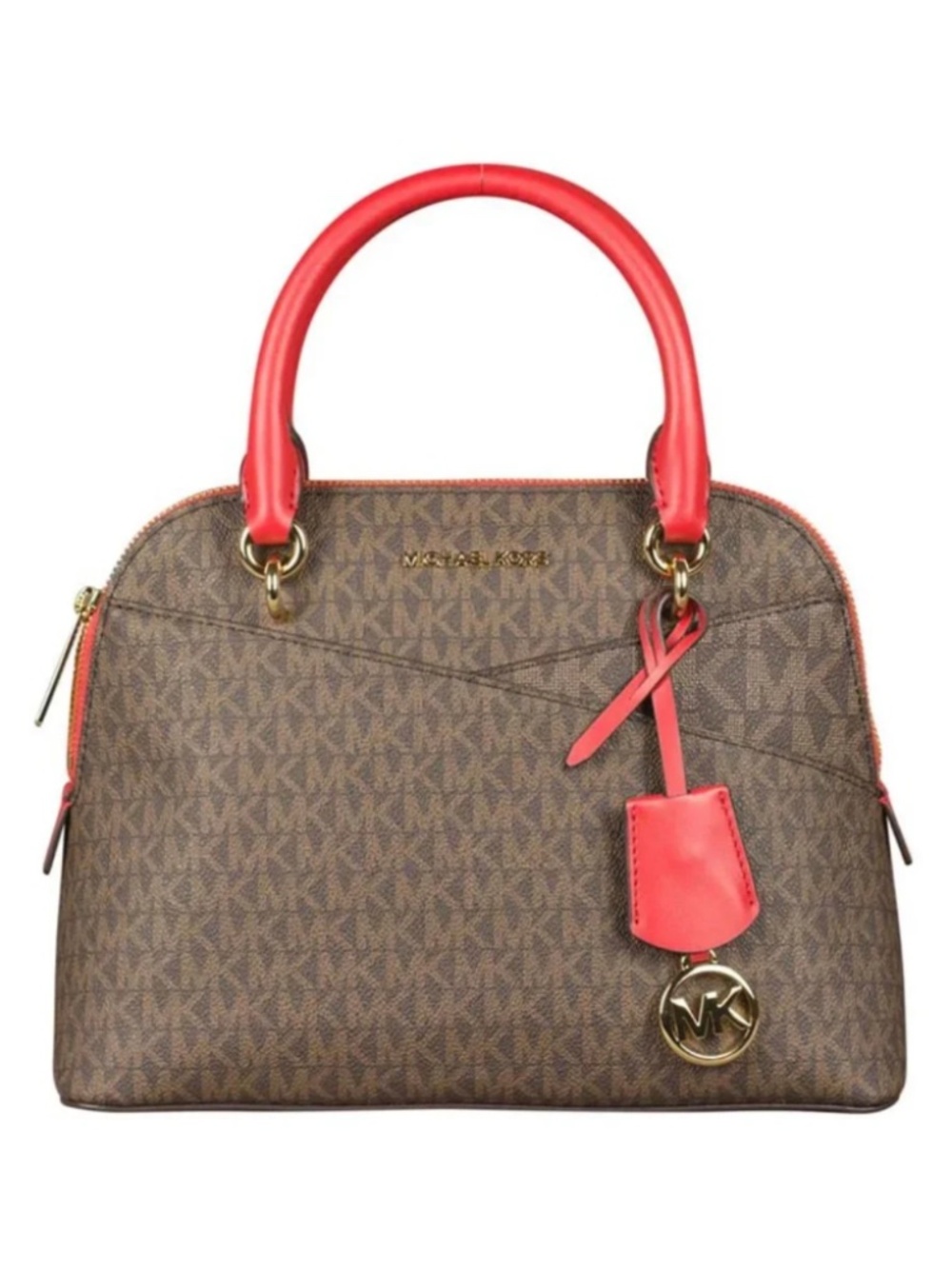 Michael Kors Medium Travel Dome X Cross Satchel in Flame